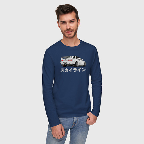 Мужской лонгслив R32 GODZILLA / Тёмно-синий – фото 3