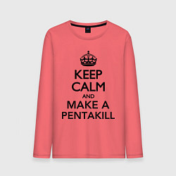 Лонгслив хлопковый мужской Keep Calm & Make A Pentakill, цвет: коралловый