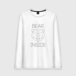 Лонгслив хлопковый мужской Bear Inside, цвет: белый