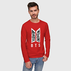 Лонгслив хлопковый мужской BTS Band, цвет: красный — фото 2