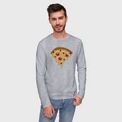 Лонгслив хлопковый мужской Wi-Fi Pizza, цвет: меланж — фото 2