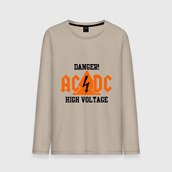 Лонгслив хлопковый мужской AC/DC: High Voltage, цвет: миндальный