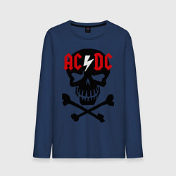 Лонгслив хлопковый мужской AC/DC Skull, цвет: тёмно-синий