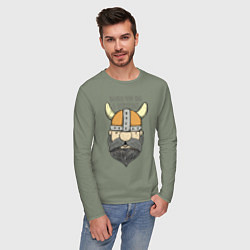 Лонгслив хлопковый мужской Born to be a Viking, цвет: авокадо — фото 2