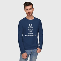 Лонгслив хлопковый мужской Keep Calm & Love Marshmello, цвет: тёмно-синий — фото 2