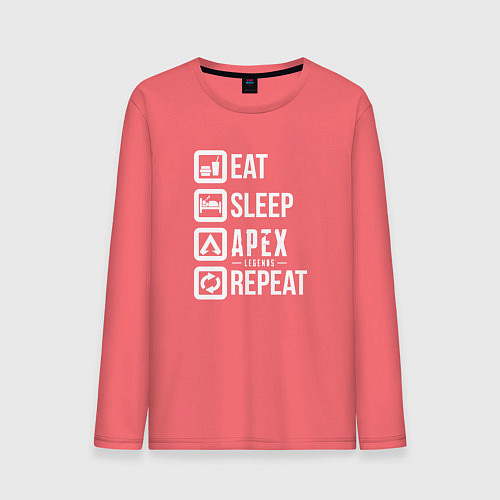 Мужской лонгслив Eat, Sleep, Apex, Repeat / Коралловый – фото 1