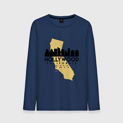 Лонгслив хлопковый мужской Голливуд - США, цвет: тёмно-синий
