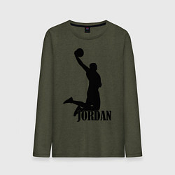 Лонгслив хлопковый мужской Jordan Basketball цвета меланж-хаки — фото 1