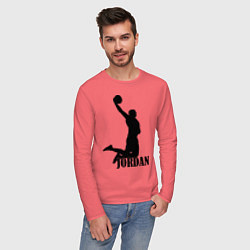 Лонгслив хлопковый мужской Jordan Basketball, цвет: коралловый — фото 2