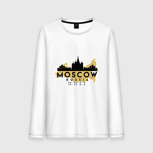 Мужской лонгслив Москва - Россия / Белый – фото 1