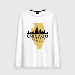 Лонгслив хлопковый мужской Чикаго - США, цвет: белый