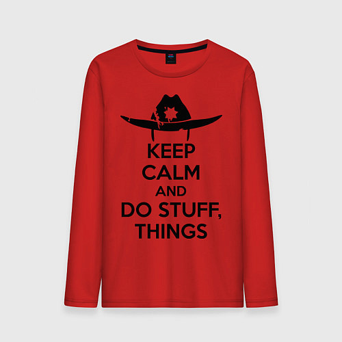 Мужской лонгслив Keep Calm & Do Stuff Things / Красный – фото 1