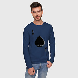 Лонгслив хлопковый мужской Пиковый туз, цвет: тёмно-синий — фото 2