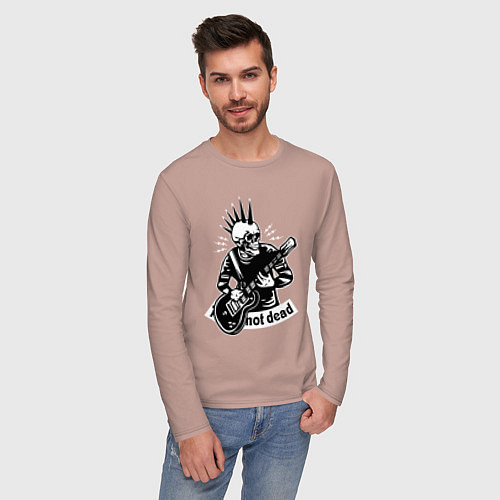 Мужской лонгслив Punks not dead - motto / Пыльно-розовый – фото 3