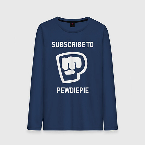 Мужской лонгслив Subscribe to PewDiePie / Тёмно-синий – фото 1