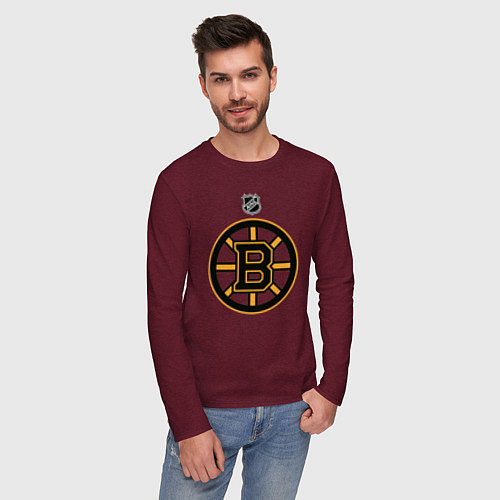 Мужской лонгслив Boston Bruins NHL / Меланж-бордовый – фото 3
