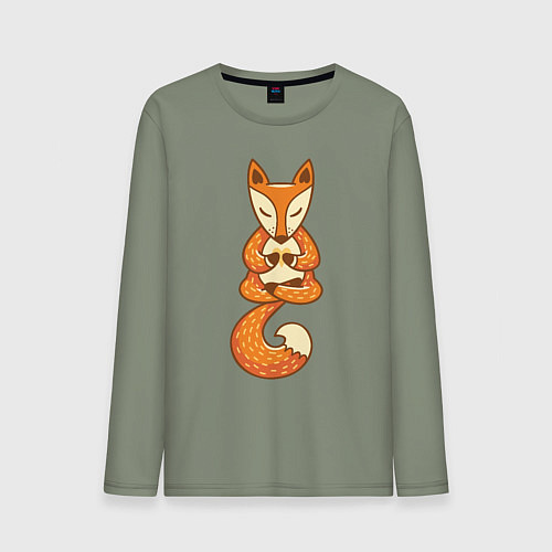 Мужской лонгслив Лисенок занимается йогой / Авокадо – фото 1