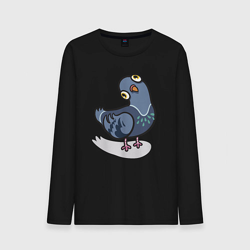 Мужской лонгслив Удивленный голубь / Черный – фото 1