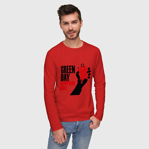 Мужской лонгслив Green Day: American idiot / Красный – фото 3