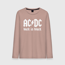 Лонгслив хлопковый мужской ACDC BACK IN BLACK, цвет: пыльно-розовый