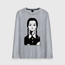 Лонгслив хлопковый мужской Wednesday Addams, цвет: меланж