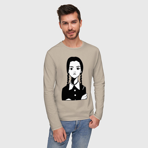 Мужской лонгслив Wednesday Addams / Миндальный – фото 3