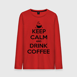 Лонгслив хлопковый мужской Keep Calm & Drink Coffee, цвет: красный