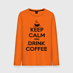 Лонгслив хлопковый мужской Keep Calm & Drink Coffee цвета оранжевый — фото 1