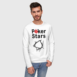 Лонгслив хлопковый мужской Poker Stars, цвет: белый — фото 2