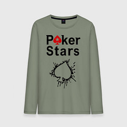 Лонгслив хлопковый мужской Poker Stars, цвет: авокадо