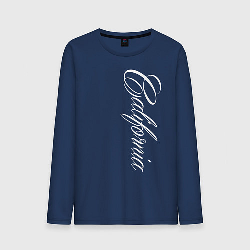 Мужской лонгслив California надпись сбоку / Тёмно-синий – фото 1