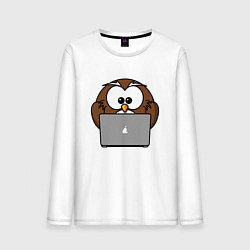 Мужской лонгслив Сова с ноутбуком