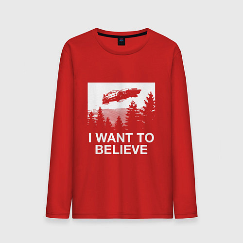 Мужской лонгслив I WANT TO BELIEVE / Красный – фото 1