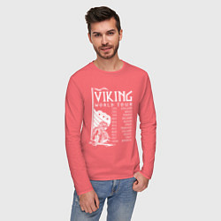 Лонгслив хлопковый мужской Viking world tour, цвет: коралловый — фото 2