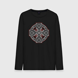 Лонгслив хлопковый мужской Кельтский крест цвета черный — фото 1