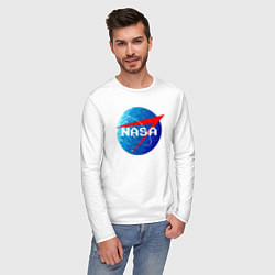 Лонгслив хлопковый мужской NASA Pixel, цвет: белый — фото 2