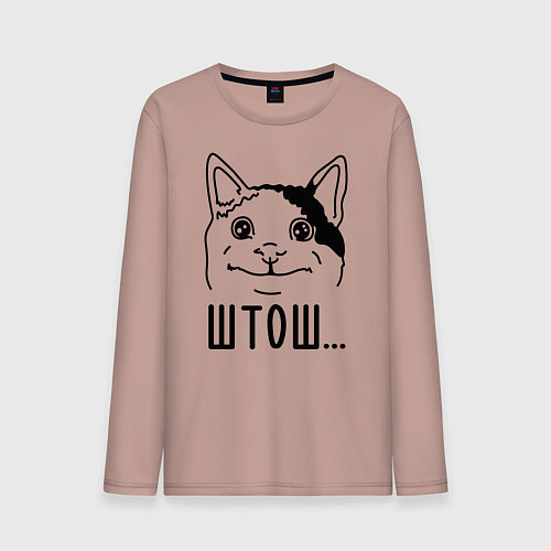 Мужской лонгслив Штош Вежливый котик мем / Пыльно-розовый – фото 1