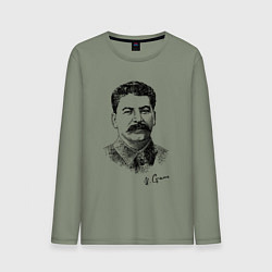Лонгслив хлопковый мужской Товарищ Сталин, цвет: авокадо