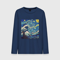 Лонгслив хлопковый мужской Звездная ночь, цвет: тёмно-синий