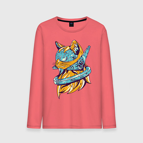 Мужской лонгслив Техно Кот / Коралловый – фото 1