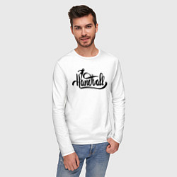 Лонгслив хлопковый мужской Handball lettering, цвет: белый — фото 2