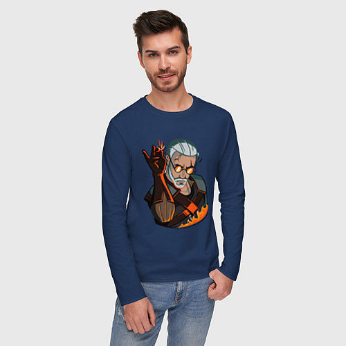 Мужской лонгслив Ведьмак / Тёмно-синий – фото 3