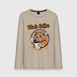 Лонгслив хлопковый мужской Black Coffee Cat, цвет: миндальный