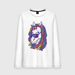 Лонгслив хлопковый мужской Rasta Unicorn, цвет: белый