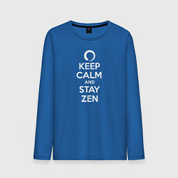 Лонгслив хлопковый мужской Keep calm & stay Zen цвета синий — фото 1