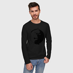 Лонгслив хлопковый мужской Инь-Янь Коты, цвет: черный — фото 2