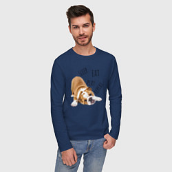 Лонгслив хлопковый мужской Sleep Eat Play Repeat Бульдог, цвет: тёмно-синий — фото 2