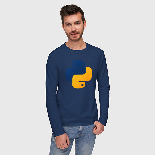 Мужской лонгслив Python / Тёмно-синий – фото 3