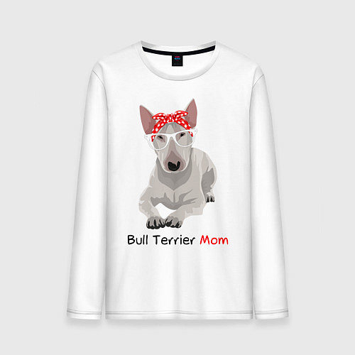 Мужской лонгслив Bull terrier Mom / Белый – фото 1