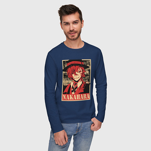 Мужской лонгслив Nakahara / Тёмно-синий – фото 3